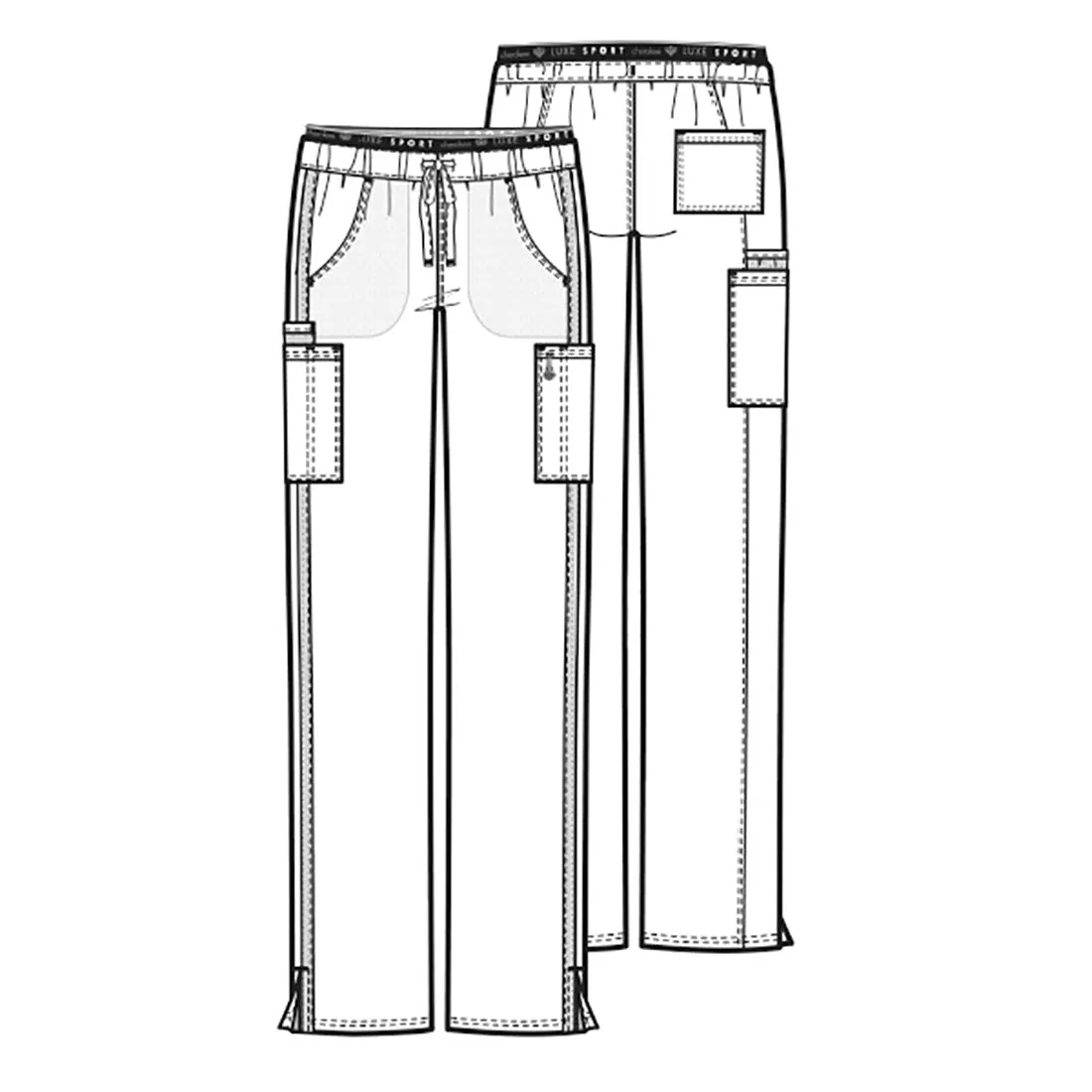 CHEROKEE LUXE SPORT MID RISE STRAIGHT LEG PULLON PANT IN BLACK SMALL