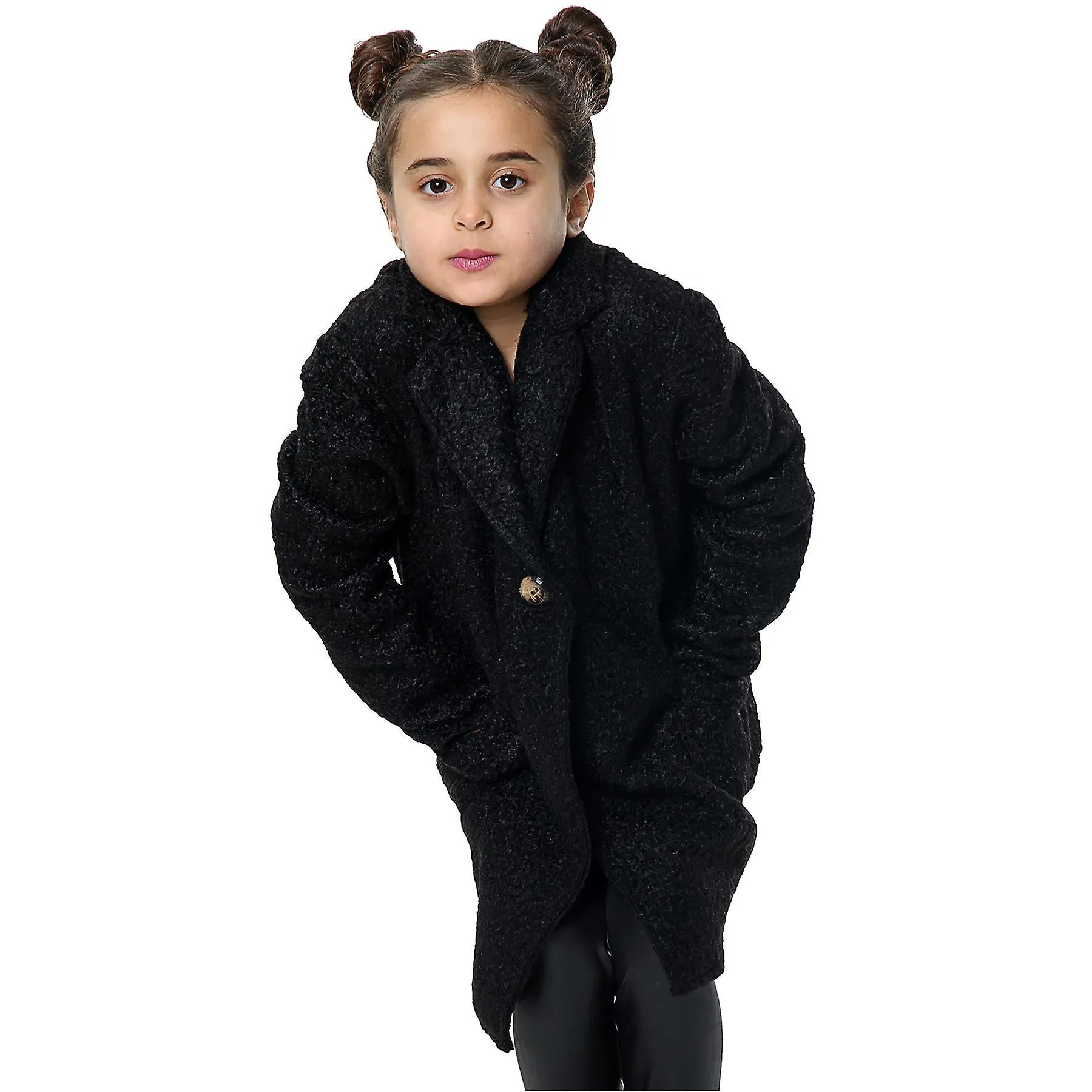 Chicas Teddy Petite Negro Sherpa Outerwear Chaquetas