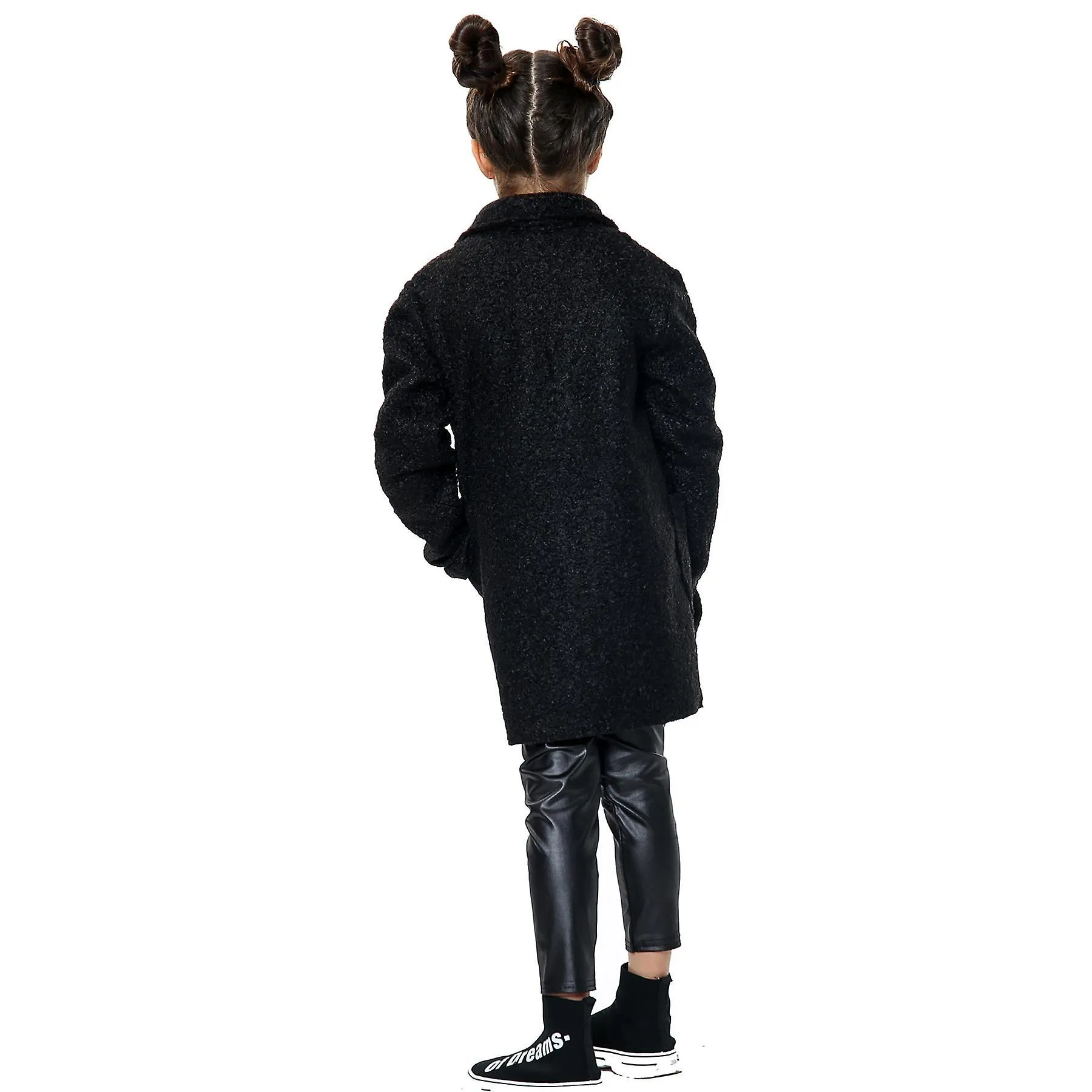 Chicas Teddy Petite Negro Sherpa Outerwear Chaquetas