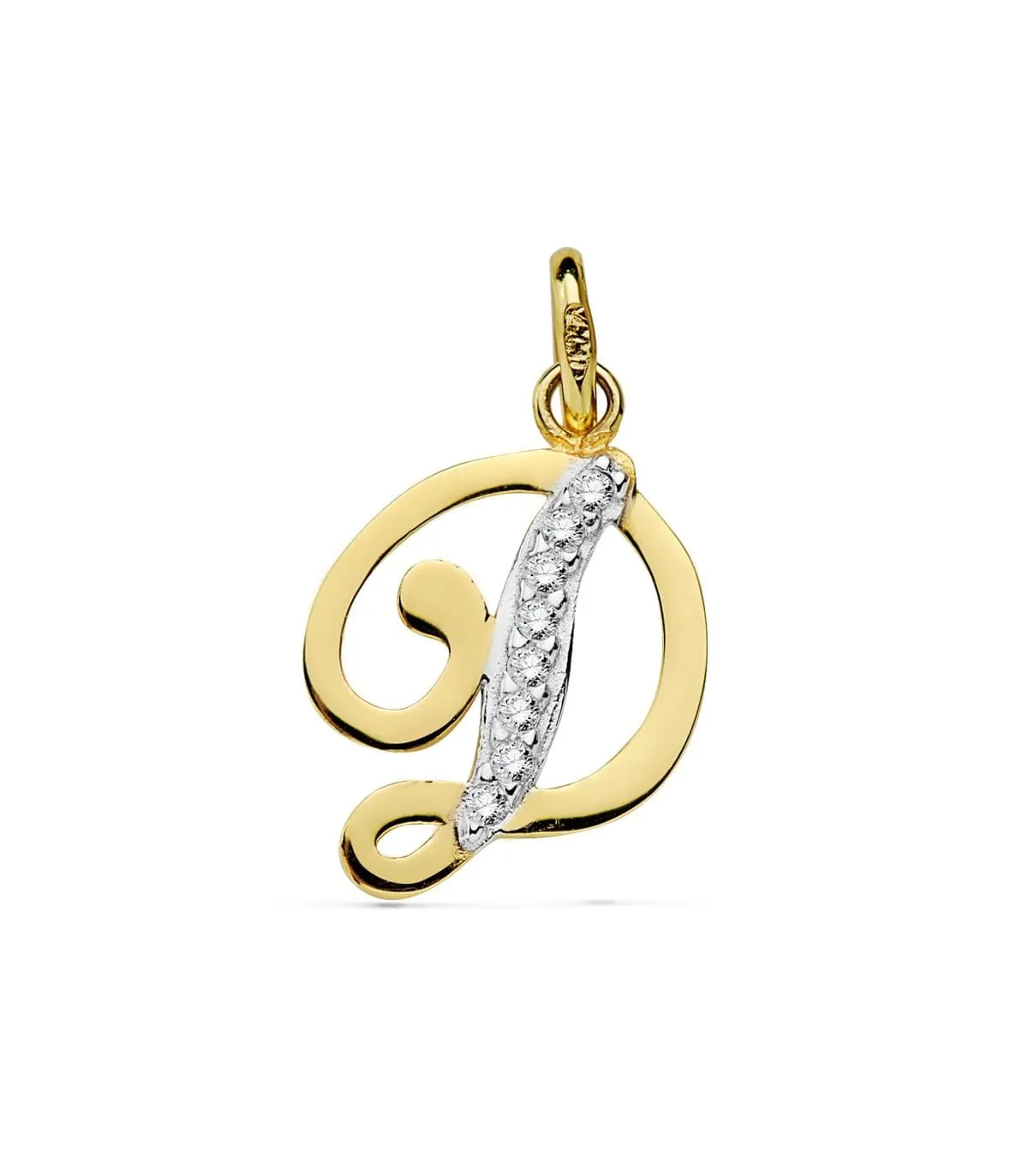 Colgante Inicial D Oro Amarillo 18 K 13 mm