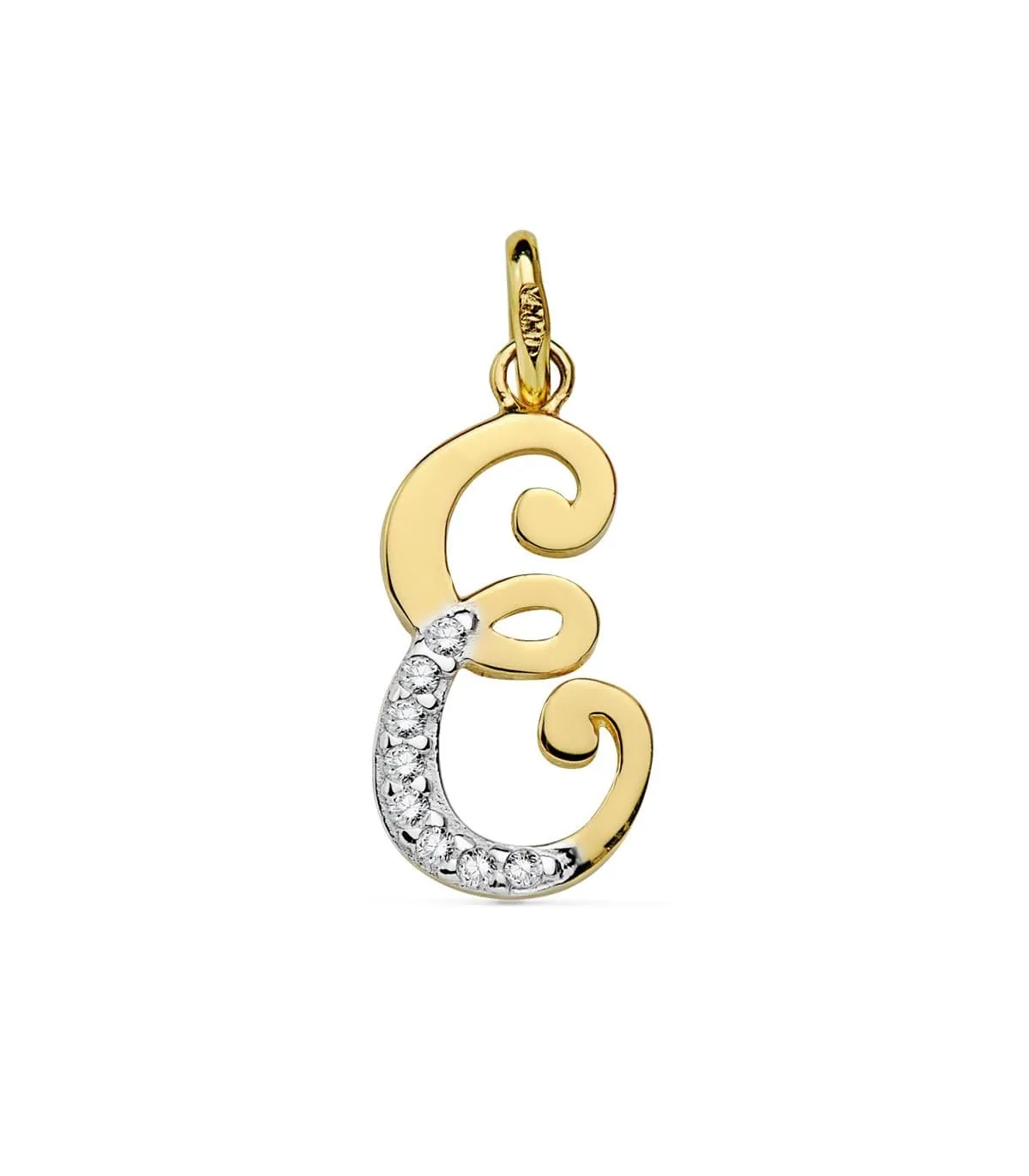 Colgante Inicial E Oro Amarillo 18 K 17 mm