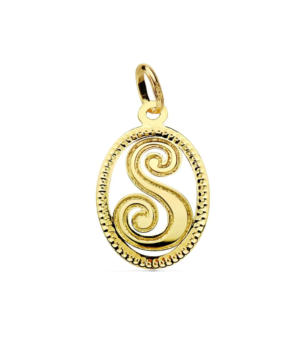Colgante Tallado Letra S Oro amarillo 18 K 18mm