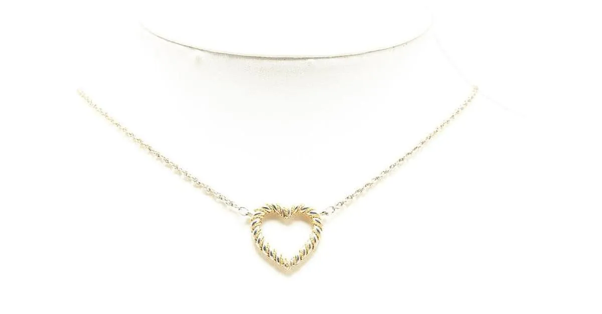 Collar de corazón en plata SV925 y oro K18 de Tiffany & Co en excelente estado Dorado 