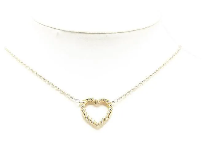 Collar de corazón en plata SV925 y oro K18 de Tiffany & Co en excelente estado Dorado 