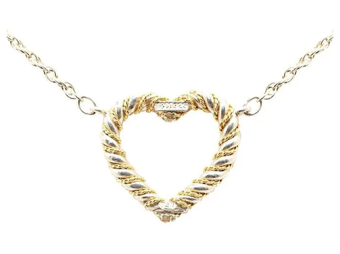 Collar de corazón en plata SV925 y oro K18 de Tiffany & Co en excelente estado Dorado 