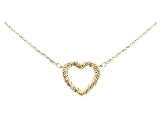Collar de corazón en plata SV925 y oro K18 de Tiffany & Co en excelente estado Dorado 
