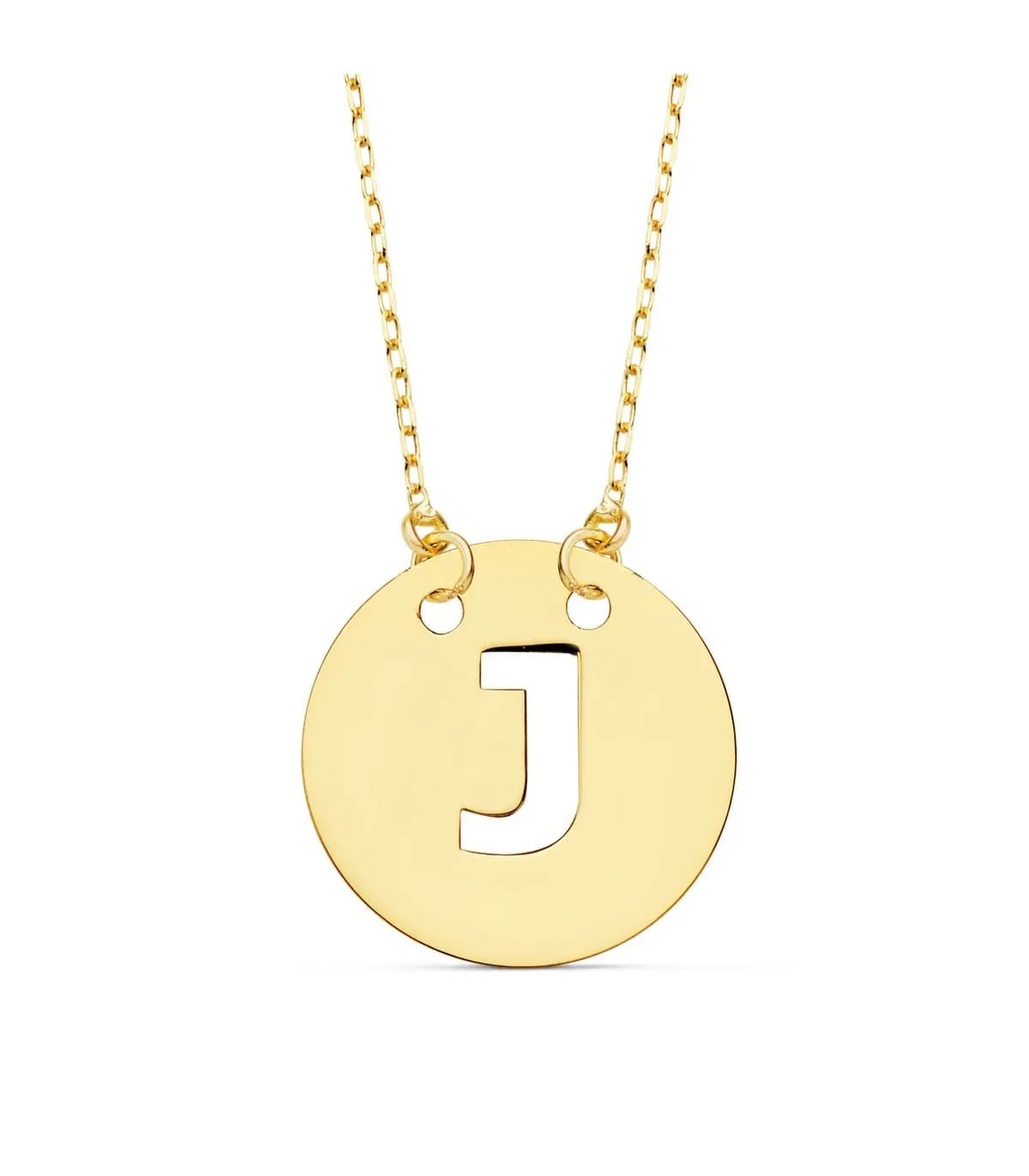 Collar letra J inicial oro amarillo 18k 42cm