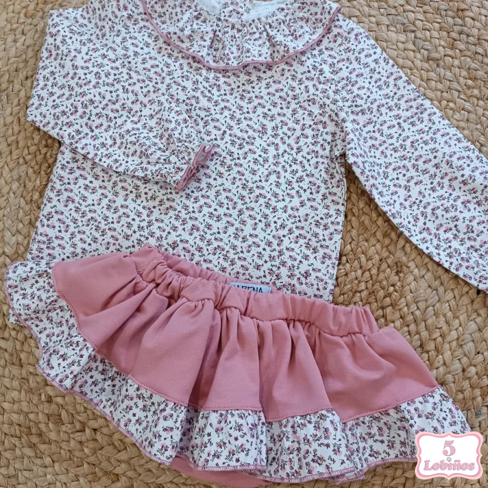 CONJUNTO BEBÉ NIÑA BLUSA OESTE ROSA PALO Marena