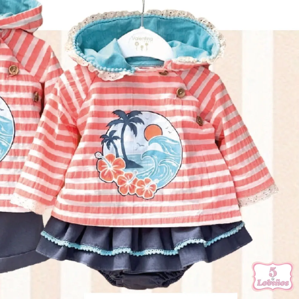CONJUNTO BEBÉ NIÑA RAYAS CORAL Valentina Bebés
