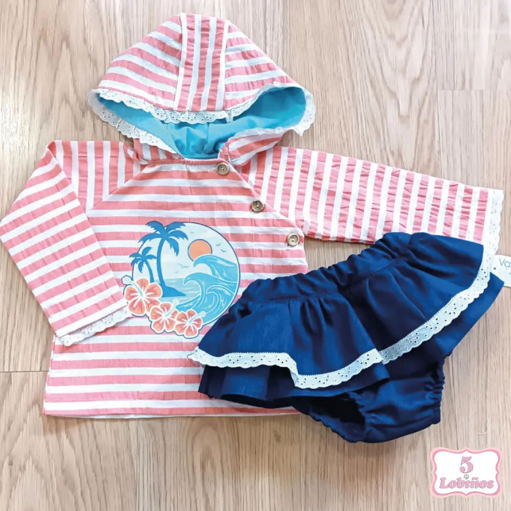 CONJUNTO BEBÉ NIÑA RAYAS CORAL Valentina Bebés