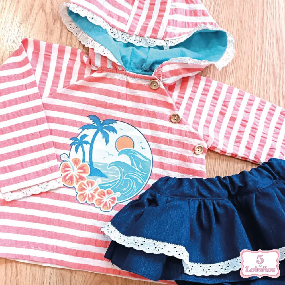 CONJUNTO BEBÉ NIÑA RAYAS CORAL Valentina Bebés