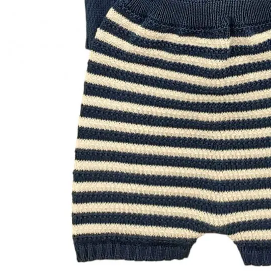 Conjunto bebé punto corto azul indigo faros de Paz Rodriguez
