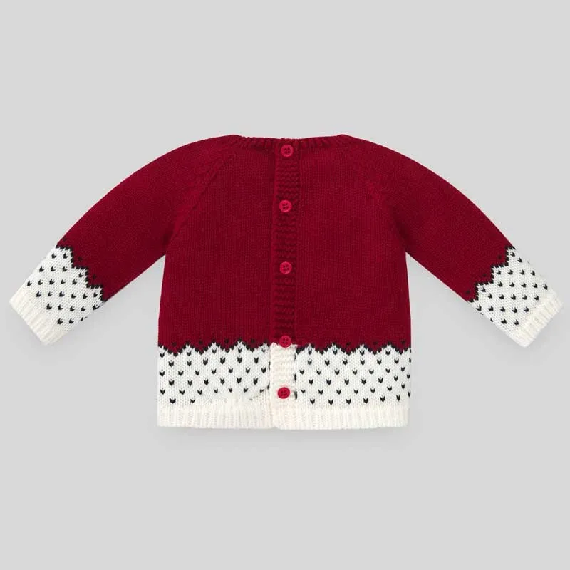 Conjunto bebé punto tricot reno rojo de Paz Rodriguez