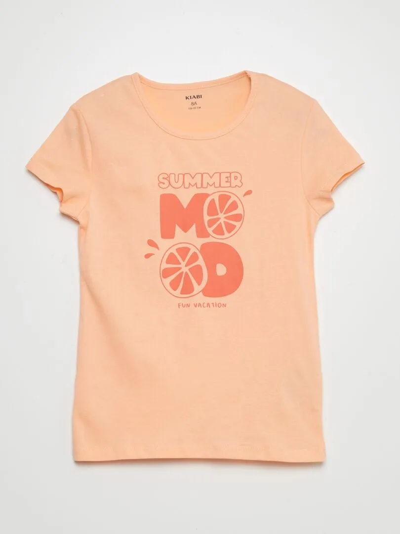 CONJUNTO DE PIJAMA CORTO ESTAMPADO  2 PIEZAS  NARANJA