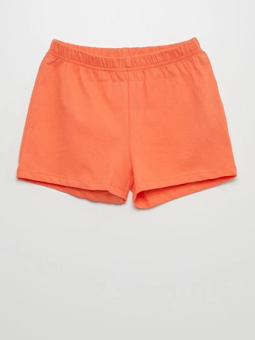 CONJUNTO DE PIJAMA CORTO ESTAMPADO  2 PIEZAS  NARANJA