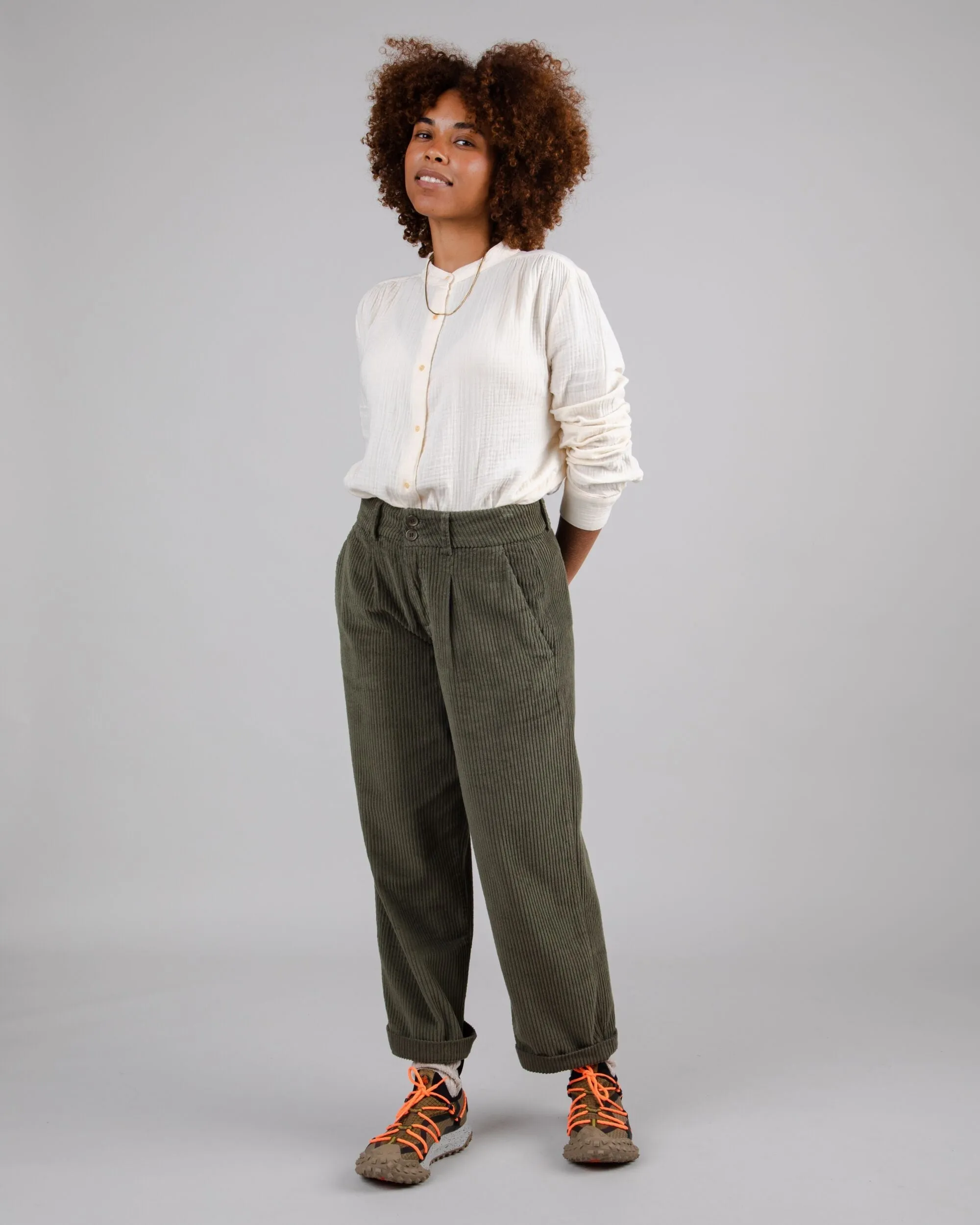 Corduroy Pleated Pant Stone Green