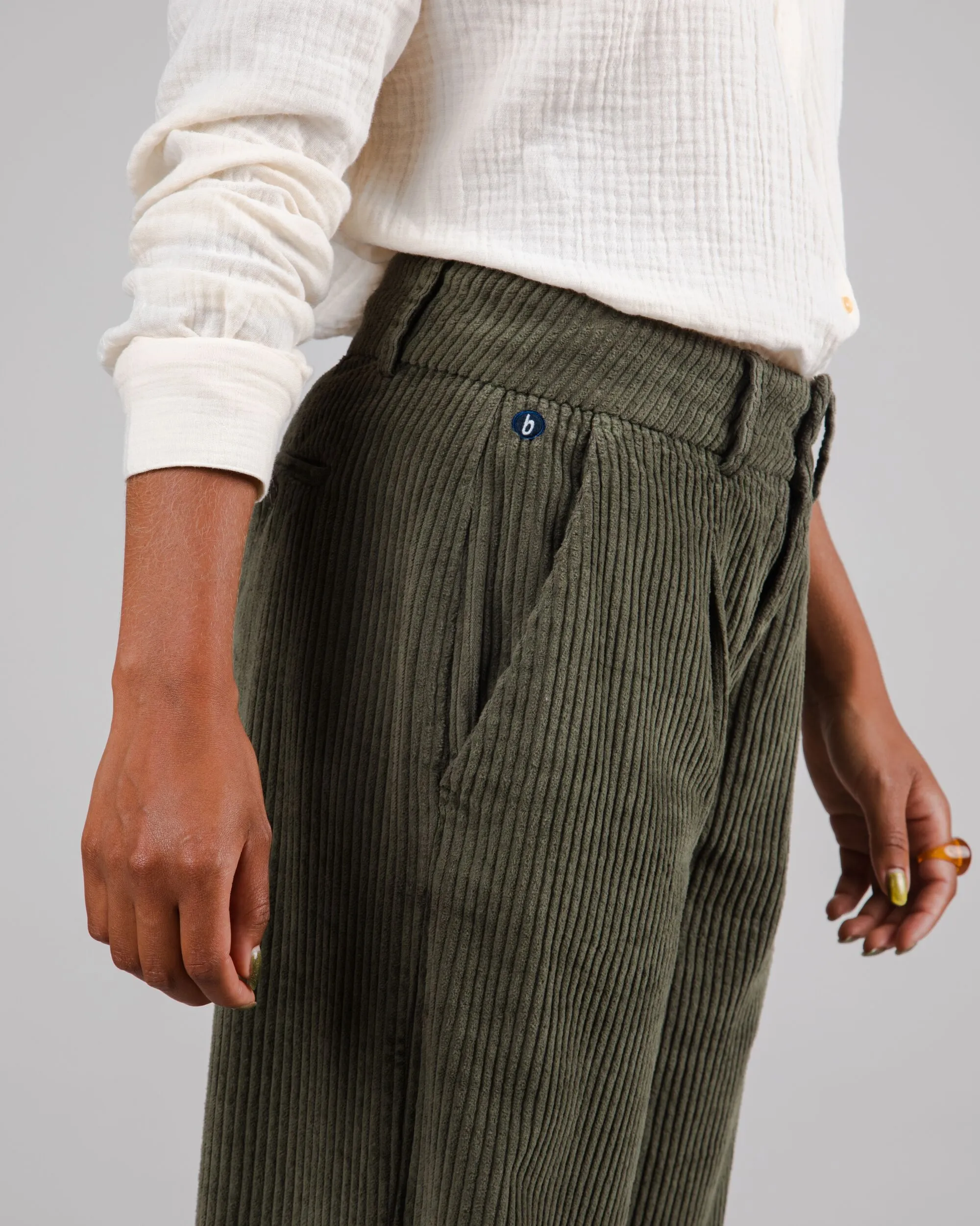 Corduroy Pleated Pant Stone Green