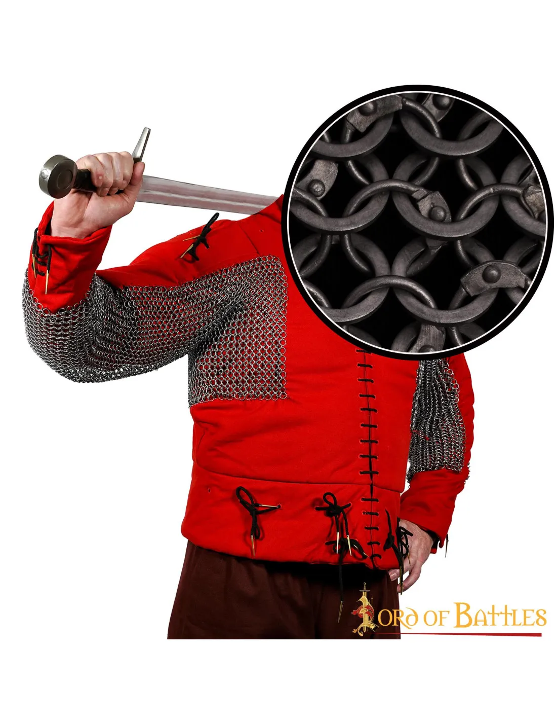 Cota de malla para triceps, codo y antebrazo, anillas planas