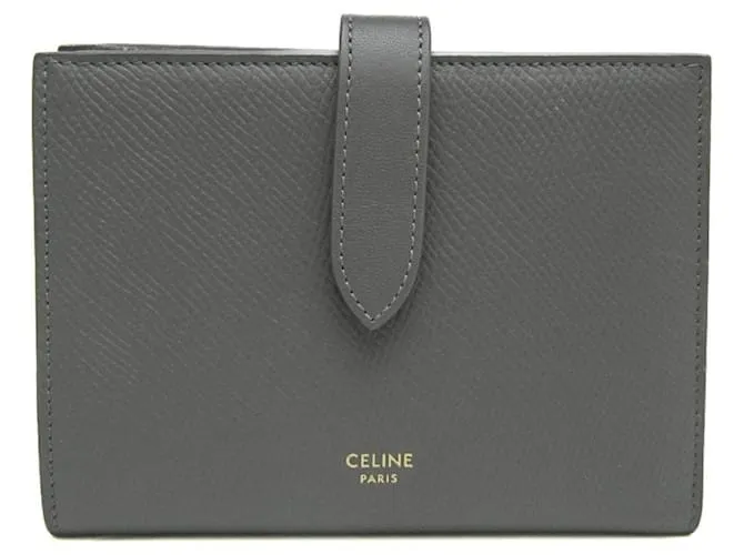 CéLINE BILLETERA BIFOLD MEDIANA CON CORREA CELINE GRIS ANTRACITA 