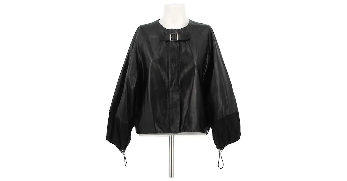 Céline CELINE Chaquetas T.fr 44 Cuero Negro 