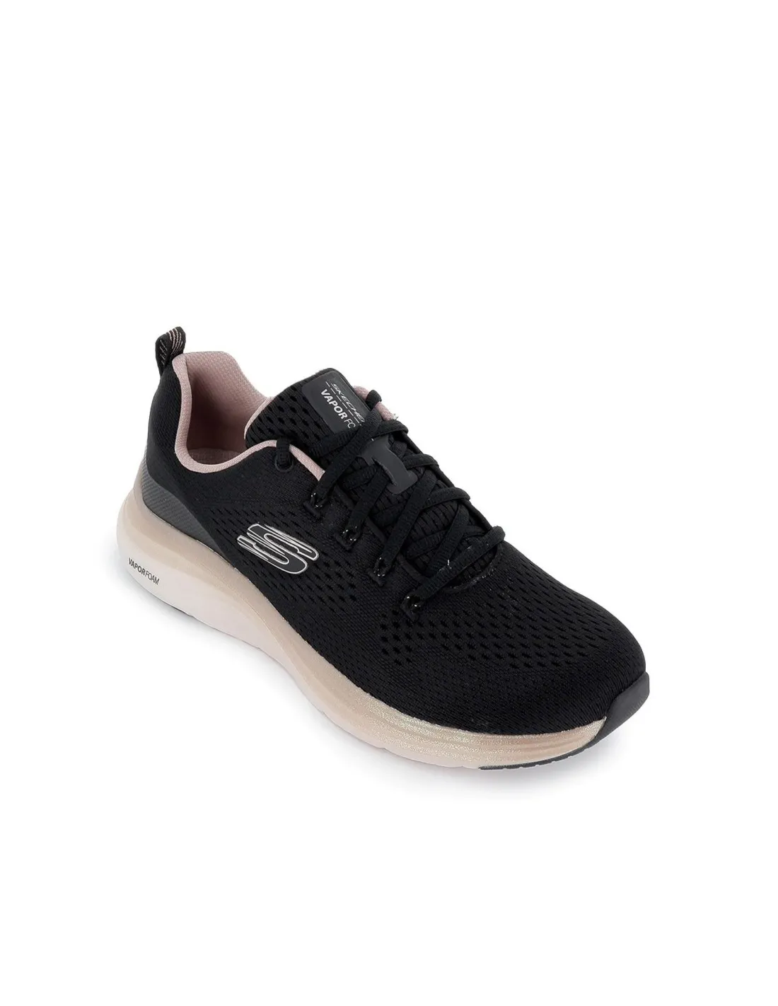 Deportivo malla y cordones cómodo mujer negro Skechers