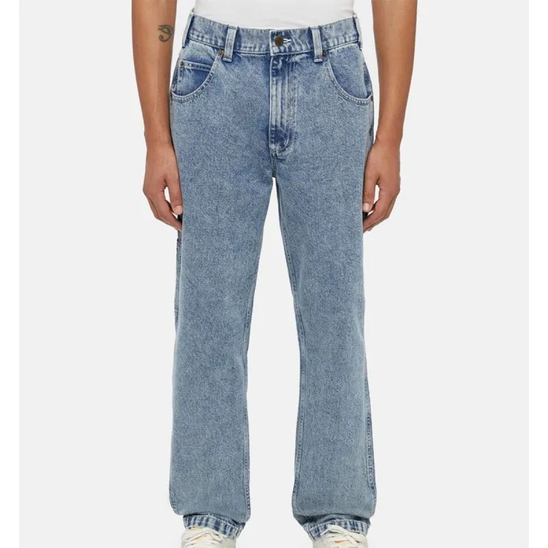 DICKIES Garyville Denim Blue Marble Wash carpenter pants