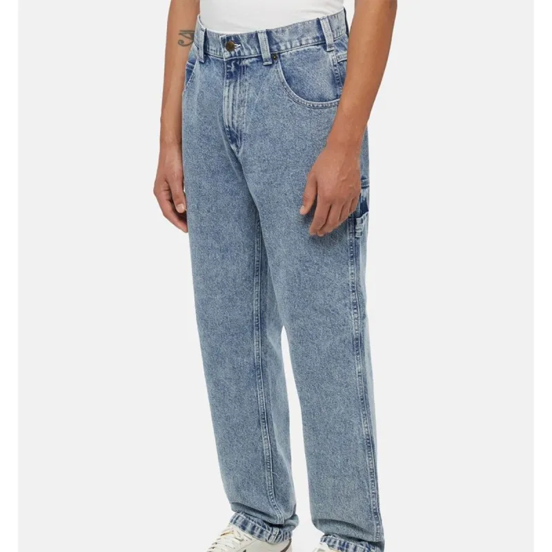 DICKIES Garyville Denim Blue Marble Wash carpenter pants