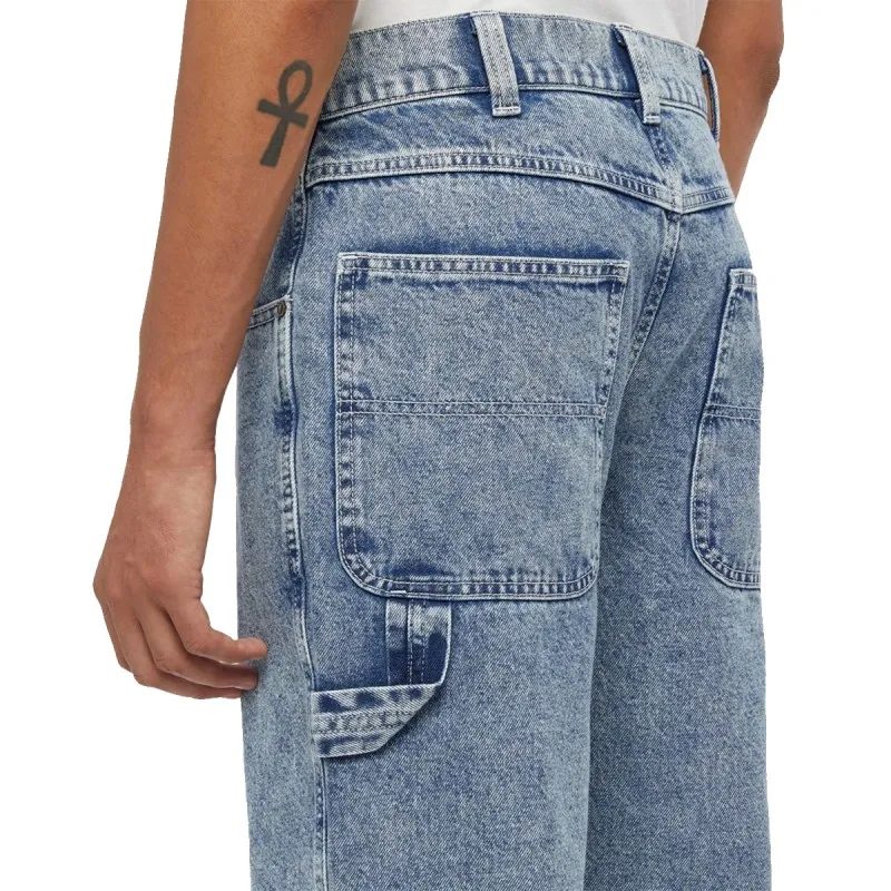 DICKIES Garyville Denim Blue Marble Wash carpenter pants