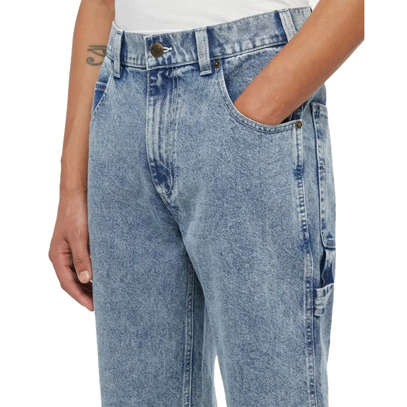 DICKIES Garyville Denim Blue Marble Wash carpenter pants
