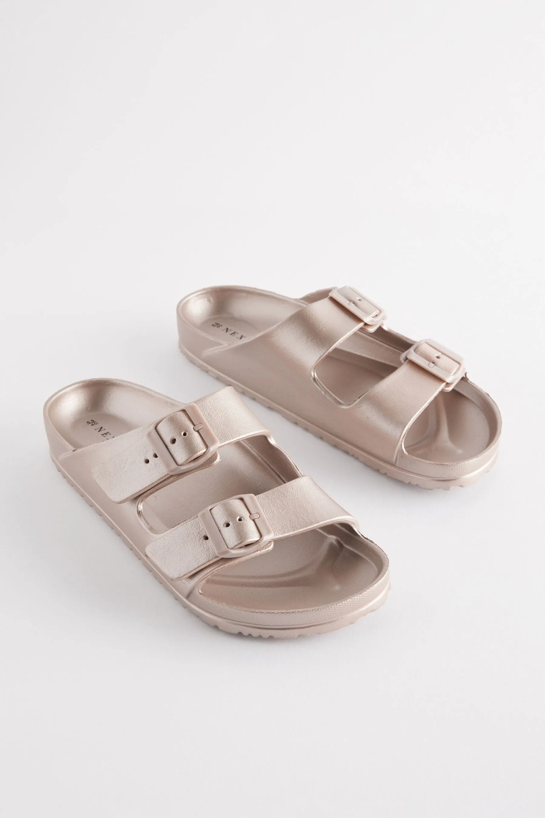 DORADO ROSA  CHANCLAS PLANAS CON TIRA DOBLE Y HEBILLAS AJUSTABLES EVA