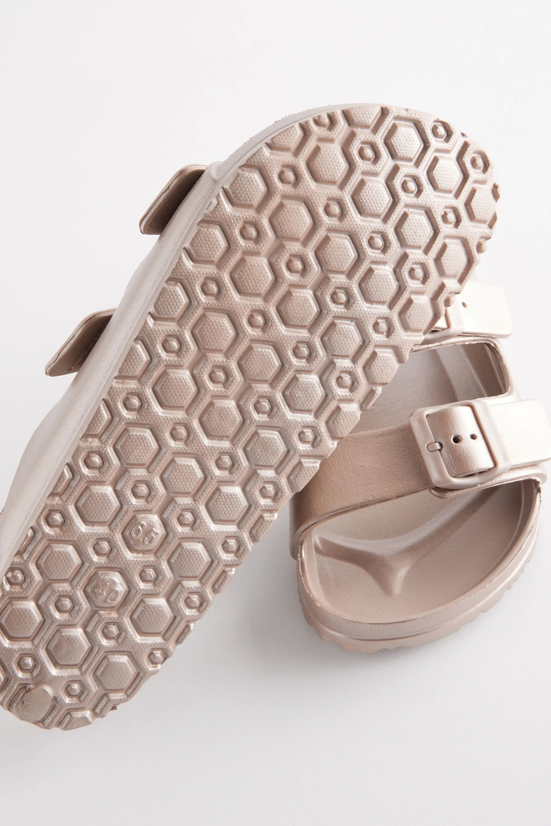 DORADO ROSA  CHANCLAS PLANAS CON TIRA DOBLE Y HEBILLAS AJUSTABLES EVA