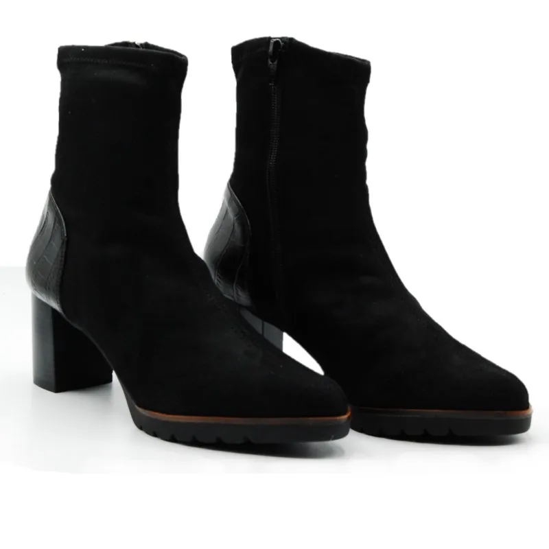 DUIT 6850 Azul y Negro Botin licra tacón mujer