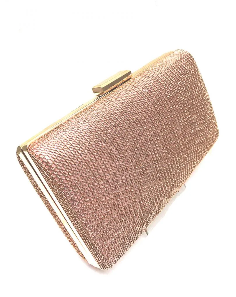 ELEGANTES BOLSOS DE FIESTA EN COLOR ORO ROSA CON LAME