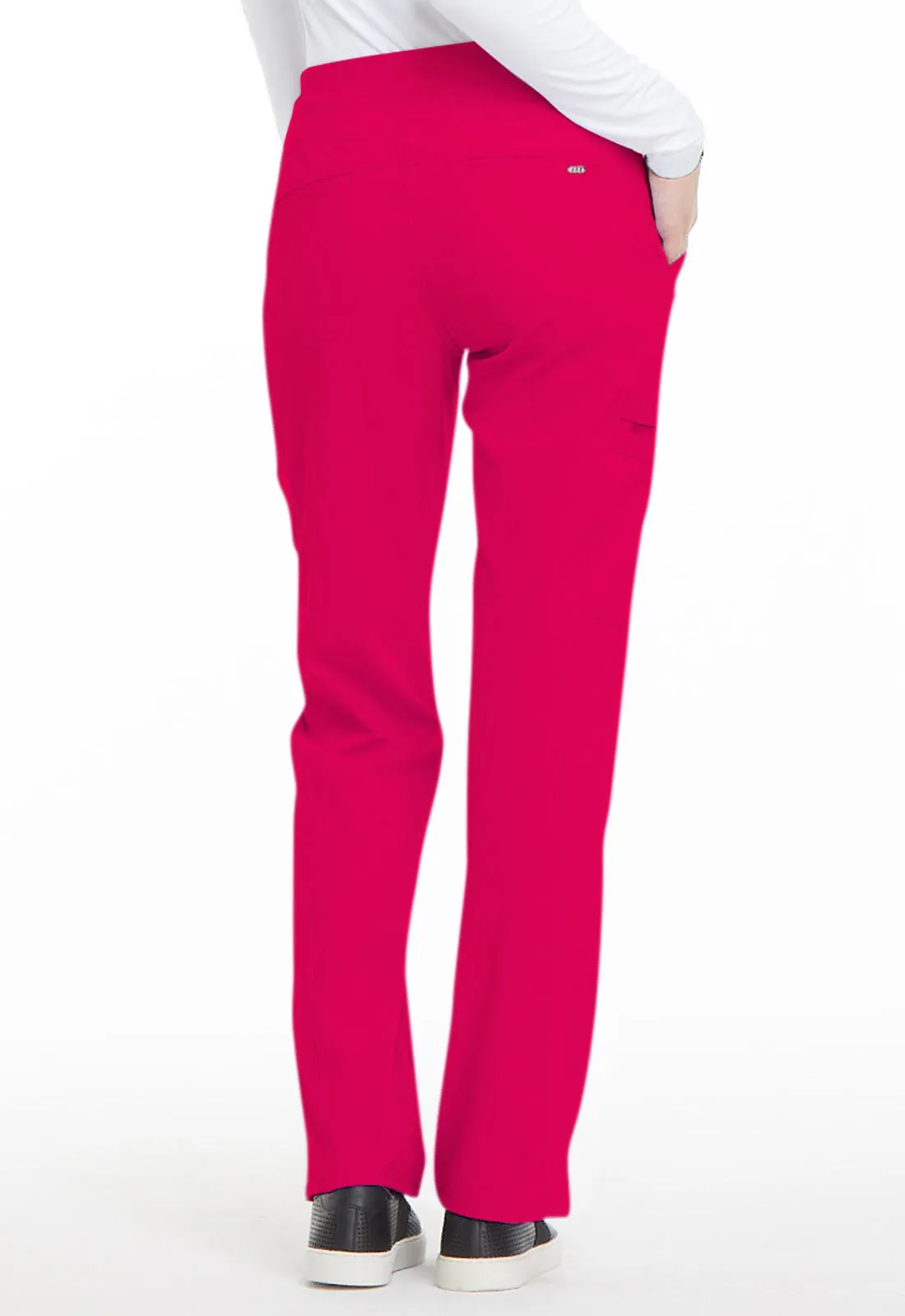 ELLE SIMPLY POLISHED MID RISE STRAIGHT LEG PULLON PANT IN ROUGE