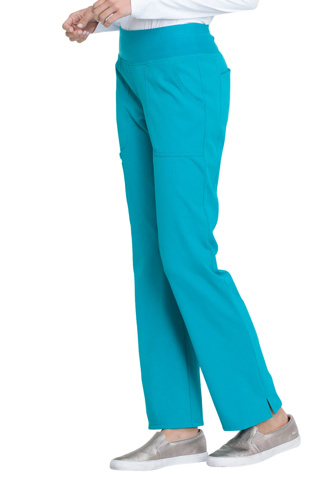 ELLE SIMPLY POLISHED MID RISE STRAIGHT LEG PULLON PANT IN TEAL