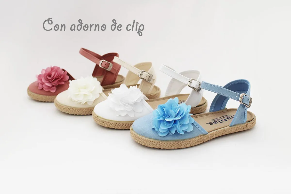 Esparteña niña planas flor clip al tono ceremonias