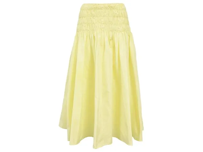 Falda midi fruncida Maje en poliéster amarillo Camello 
