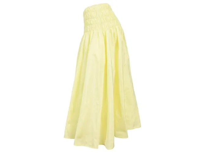 Falda midi fruncida Maje en poliéster amarillo Camello 