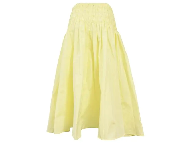 Falda midi fruncida Maje en poliéster amarillo Camello 