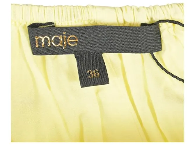 Falda midi fruncida Maje en poliéster amarillo Camello 