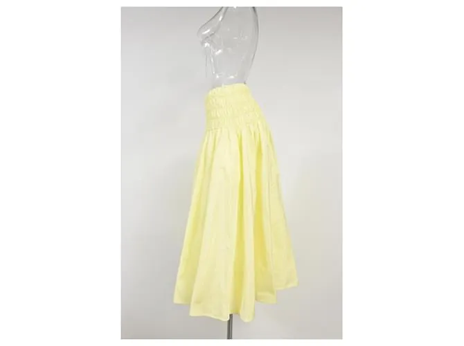 Falda midi fruncida Maje en poliéster amarillo Camello 
