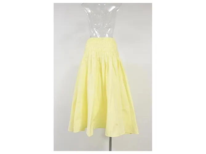 Falda midi fruncida Maje en poliéster amarillo Camello 