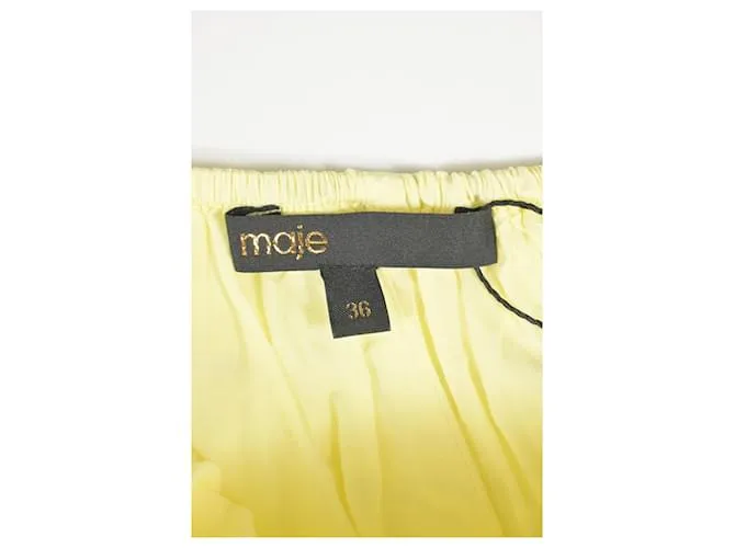 Falda midi fruncida Maje en poliéster amarillo Camello 
