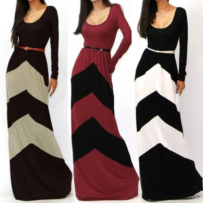 Fashion Sexy Geometric Color Long Dresses 