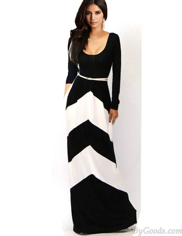Fashion Sexy Geometric Color Long Dresses 