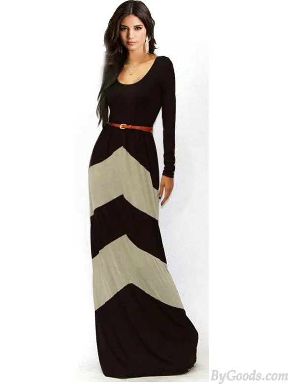 Fashion Sexy Geometric Color Long Dresses 