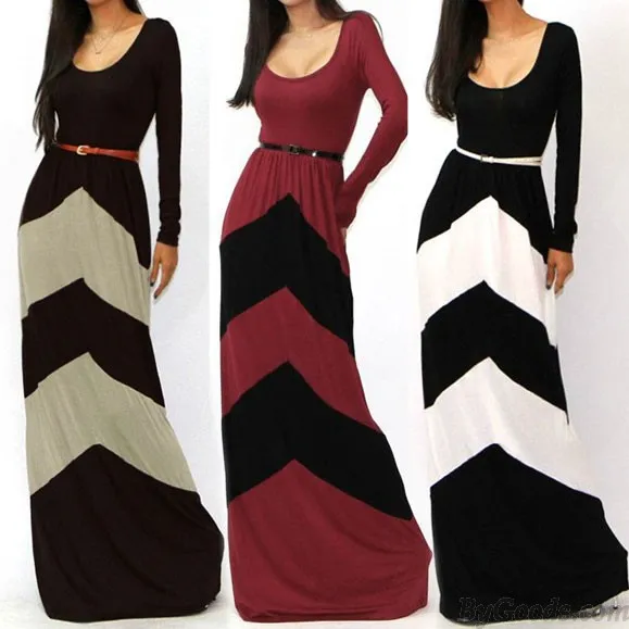 Fashion Sexy Geometric Color Long Dresses 