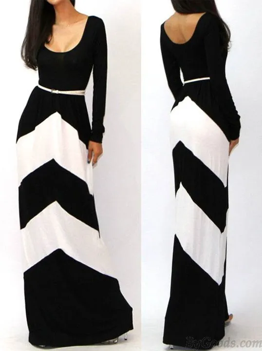 Fashion Sexy Geometric Color Long Dresses 