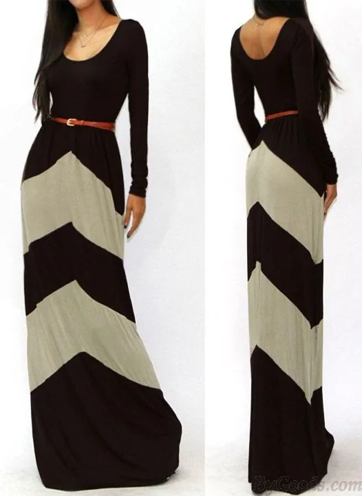 Fashion Sexy Geometric Color Long Dresses 