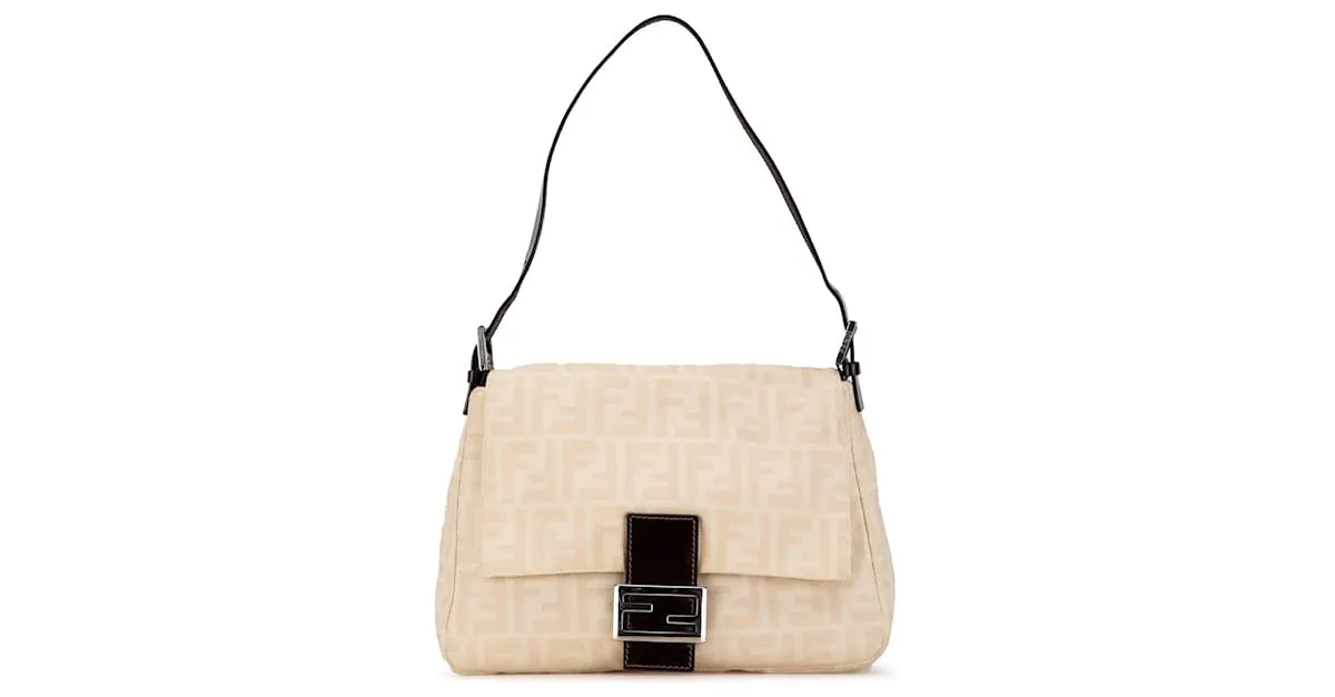 Fendi Marrón Lona Zucca Mamma Forever Castaño Beige 